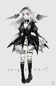 Rating: Safe Score: 0 Tags: 1girl black_wings boots doll_joints dress hairband image joints knee_boots kneehighs long_hair long_sleeves pink_eyes solo standing suigintou wings User: admin