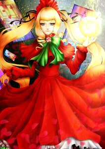 Rating: Safe Score: 0 Tags: 1girl bangs blonde_hair blue_eyes bonnet bow dress drill_hair frills green_bow hair_ribbon image long_hair looking_at_viewer ribbon rose shinku smile solo twintails very_long_hair User: admin