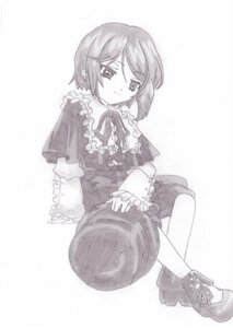 Rating: Safe Score: 0 Tags: 1girl blush eyelashes frilled_sleeves frills greyscale image long_sleeves looking_at_viewer monochrome shoes short_hair shorts sitting smile solo souseiseki striped vertical_stripes User: admin