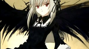 Rating: Safe Score: 0 Tags: 1girl bangs black_dress black_ribbon black_wings detached_collar dress expressionless flower frills hairband image long_hair long_sleeves looking_at_viewer red_eyes ribbon rose silver_hair simple_background solo suigintou very_long_hair wings User: admin