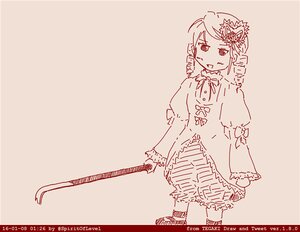 Rating: Safe Score: 0 Tags: 1girl artist_name bloomers dress drill_hair flower hair_ornament image kanaria long_sleeves monochrome puffy_sleeves simple_background solo striped twin_drills underwear watermark weapon web_address User: admin