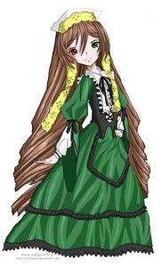 Rating: Safe Score: 0 Tags: 1girl brown_hair dress frills full_body green_dress green_eyes head_scarf heterochromia image long_hair long_sleeves looking_at_viewer red_eyes simple_background solo standing suiseiseki twintails very_long_hair white_background User: admin