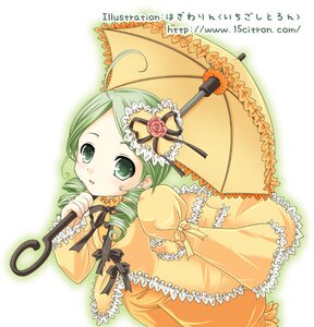 Rating: Safe Score: 0 Tags: 1girl blush dress drill_hair frills green_eyes green_hair holding holding_umbrella image kanaria long_sleeves parasol rose solo twin_drills umbrella User: admin