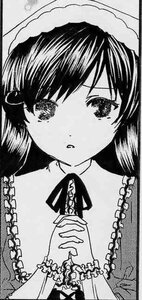 Rating: Safe Score: 0 Tags: 1girl bangs blush border dress frills greyscale hands_clasped hands_together image interlocked_fingers long_hair looking_at_viewer monochrome own_hands_together parted_lips solo suiseiseki User: admin