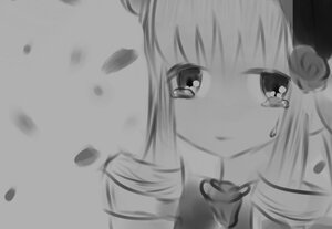 Rating: Safe Score: 0 Tags: 1girl auto_tagged bangs closed_mouth crying crying_with_eyes_open flower greyscale image looking_at_viewer mole_under_eye monochrome shinku solo tears User: admin