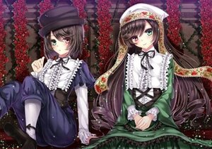 Rating: Safe Score: 0 Tags: 2girls brown_hair dress flower frills green_dress green_eyes hat head_scarf heterochromia image long_hair multiple_girls pair red_flower red_rose rose short_hair siblings sisters smile souseiseki suiseiseki twins very_long_hair User: admin