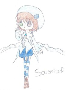 Rating: Safe Score: 0 Tags: 1girl beret bow brown_hair detached_sleeves frills full_body green_eyes hat heterochromia image long_sleeves looking_at_viewer red_eyes short_hair solo souseiseki standing striped striped_legwear thighhighs User: admin