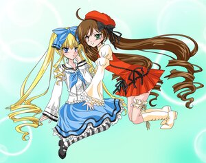 Rating: Safe Score: 0 Tags: 2girls ahoge artist_request blonde_hair blue_eyes blush brown_hair dress drill_hair green_eyes hat heterochromia image long_hair long_sleeves multiple_girls pair pantyhose photoshop_(medium) rozen_maiden shinku striped striped_legwear suiseiseki twin_drills twintails very_long_hair User: admin