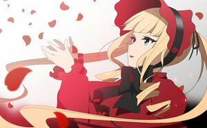 Rating: Safe Score: 0 Tags: 1girl blonde_hair blue_eyes bonnet bow dress drill_hair flower image long_hair long_sleeves petals rose rose_petals shinku solo User: admin