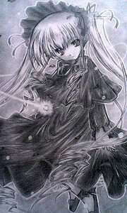 Rating: Safe Score: 0 Tags: 1girl capelet dress frills image lolita_fashion long_hair long_sleeves looking_at_viewer monochrome shinku solo standing twintails very_long_hair User: admin