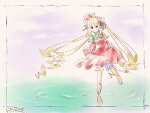 Rating: Safe Score: 0 Tags: 1girl blonde_hair boots bow dress flower full_body image knee_boots long_hair long_sleeves pink_dress red_dress shinku solo standing twintails very_long_hair User: admin