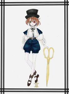 Rating: Safe Score: 0 Tags: 1girl brown_hair full_body green_eyes hat heterochromia image long_sleeves looking_at_viewer pantyhose red_eyes ribbon shoes short_hair shorts smile solo souseiseki standing top_hat umbrella white_legwear User: admin