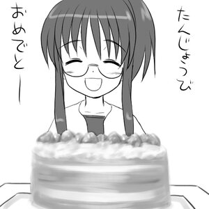 Rating: Safe Score: 0 Tags: 1girl :d ^_^ ^o^ auto_tagged birthday_cake cake closed_eyes food fork glasses greyscale human image kusabue_mitsu monochrome open_mouth plate simple_background smile solo striped table User: admin
