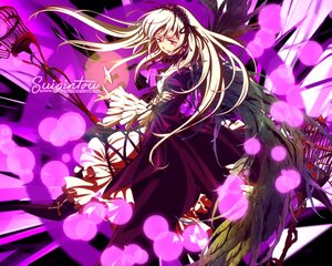 Rating: Safe Score: 0 Tags: 1girl boots dress floating_hair frills hairband image long_hair long_sleeves pink_eyes red_eyes ribbon silver_hair solo suigintou very_long_hair wings User: admin