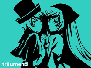 Rating: Safe Score: 0 Tags: 2girls aqua_background aqua_theme blue_theme hat holding_hands hood image long_hair long_sleeves looking_at_viewer monochrome multiple_girls multiple_monochrome short_hair simple_background solo souseiseki suiseiseki upper_body User: admin