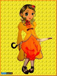 Rating: Safe Score: 0 Tags: 1girl brown_hair flower full_body green_eyes hair_flower hair_ornament image kanaria long_sleeves puffy_sleeves smile solo yellow_background yellow_theme User: admin