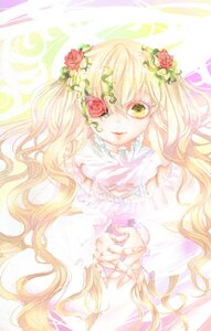 Rating: Safe Score: 0 Tags: 1girl blonde_hair dress flower frills hair_flower hair_ornament image kirakishou long_hair red_flower rose solo very_long_hair wavy_hair User: admin