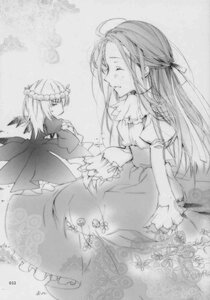 Rating: Safe Score: 0 Tags: 2girls closed_eyes doujinshi doujinshi_#152 dress flower greyscale image long_hair monochrome multiple multiple_girls smile User: admin