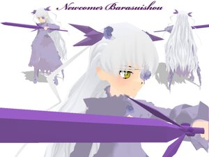 Rating: Safe Score: 0 Tags: 1girl barasuishou full_body holding image long_hair long_sleeves looking_at_viewer silver_hair solo standing very_long_hair weapon white_background yellow_eyes User: admin