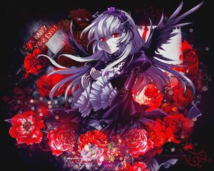 Rating: Safe Score: 0 Tags: 1girl black_dress dress flower frilled_sleeves frills hairband image long_hair long_sleeves looking_at_viewer red_eyes red_flower red_rose rose solo suigintou wings User: admin