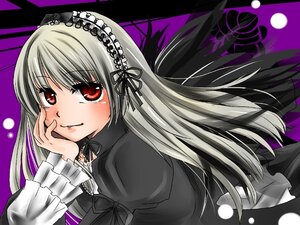 Rating: Safe Score: 0 Tags: 1girl blush dress frilled_sleeves frills hairband image long_hair long_sleeves looking_at_viewer red_eyes silver_hair solo suigintou wings User: admin