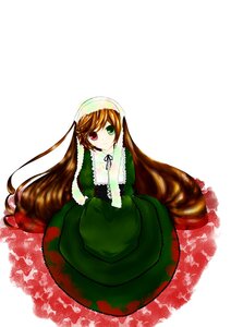 Rating: Safe Score: 0 Tags: 1girl brown_hair dress frills green_dress green_eyes heterochromia image long_hair long_sleeves looking_at_viewer red_eyes simple_background solo suiseiseki very_long_hair white_background User: admin