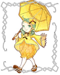 Rating: Safe Score: 0 Tags: 1girl black_umbrella dress drill_hair full_body green_eyes green_hair holding holding_umbrella image kanaria long_sleeves pantyhose parasol red_umbrella shoes smile solo twin_drills umbrella white_legwear User: admin