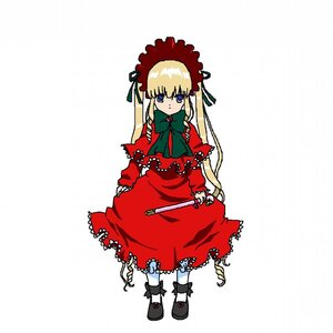 Rating: Safe Score: 0 Tags: 1girl blonde_hair blue_eyes bonnet bow bowtie capelet dress full_body green_bow image long_hair long_sleeves looking_at_viewer red_dress shinku shoes simple_background solo standing twintails very_long_hair white_background User: admin