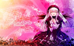 Rating: Safe Score: 0 Tags: 1girl :d bow closed_eyes dress hat image juliet_sleeves long_hair long_sleeves open_mouth ribbon silver_hair smile solo suigintou very_long_hair wings User: admin