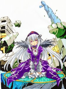 Rating: Safe Score: 0 Tags: 1girl detached_collar dress flower frilled_sleeves frills hairband image long_hair long_sleeves looking_at_viewer pink_eyes puffy_sleeves rose silver_hair solo suigintou very_long_hair water wings User: admin
