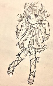 Rating: Safe Score: 0 Tags: 1girl blush bow cross-laced_footwear dress frills full_body hat hinaichigo image looking_at_viewer monochrome ribbon short_hair sketch smile solo traditional_media User: admin