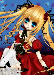 Rating: Safe Score: 0 Tags: 1girl auto_tagged bare_shoulders blonde_hair blue_eyes choker detached_sleeves dress flower hair_flower image long_hair petals red_flower red_rose ribbon rose rose_petals shinku solo thighhighs twintails User: admin