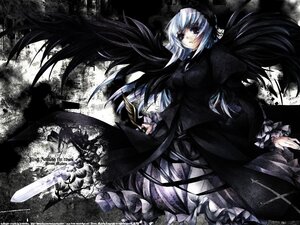 Rating: Safe Score: 0 Tags: 1girl black_dress black_wings dress flower frills hairband image lolita_hairband long_hair long_sleeves looking_at_viewer rose silver_hair solo suigintou very_long_hair wings User: admin