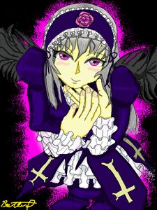 Rating: Safe Score: 0 Tags: 1girl black_wings dress frilled_sleeves frills hairband image juliet_sleeves lolita_hairband long_hair long_sleeves looking_at_viewer pink_eyes silver_hair smile solo suigintou wings User: admin