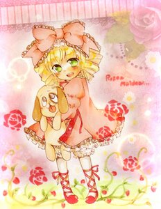 Rating: Safe Score: 0 Tags: 1girl blonde_hair bloomers bow dress flower frills green_eyes hair_bow hina_ichigo hinaichigo image pink_bow pink_dress pink_rose red_flower red_rose ribbon rose short_hair smile solo User: admin