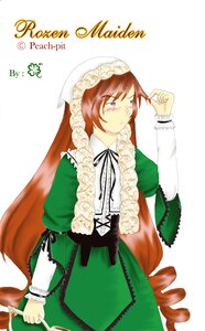 Rating: Safe Score: 0 Tags: 1girl blush brown_hair dress drill_hair frills green_dress head_scarf image long_hair long_sleeves solo suiseiseki twin_drills very_long_hair User: admin