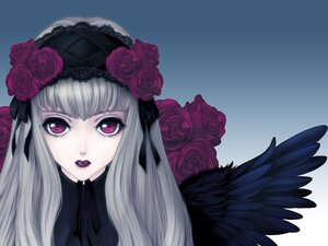 Rating: Safe Score: 0 Tags: 1girl flower gothic_lolita image lips lipstick lolita_fashion long_hair looking_at_viewer makeup pink_flower pink_rose purple_eyes purple_flower purple_rose red_flower red_rose rose silver_hair solo suigintou wings User: admin