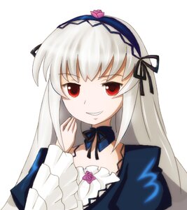 Rating: Safe Score: 0 Tags: 1girl choker dress flower frills grin hairband image lolita_hairband long_hair long_sleeves looking_at_viewer pink_flower red_eyes ribbon rose simple_background smile solo suigintou upper_body white_background User: admin