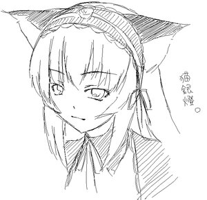 Rating: Safe Score: 0 Tags: 1girl animal_ears artist_request bangs blush closed_mouth eyebrows_visible_through_hair greyscale hair_between_eyes image looking_at_viewer monochrome rozen_maiden signature simple_background sketch smile solo suigintou white_background User: admin