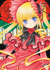 Rating: Safe Score: 0 Tags: 1girl blonde_hair blue_eyes bow bowtie dress drill_hair flower frills image long_hair looking_at_viewer marker_(medium) millipen_(medium) pink_flower pink_rose red_dress red_flower rose sample shikishi shinku solo traditional_media twin_drills twintails User: admin