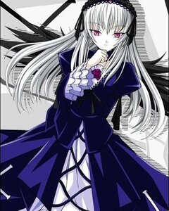Rating: Safe Score: 0 Tags: 1girl cross-laced_clothes dress frills hairband image lolita_hairband long_hair long_sleeves looking_at_viewer pink_eyes ribbon rose silver_hair solo suigintou wings User: admin