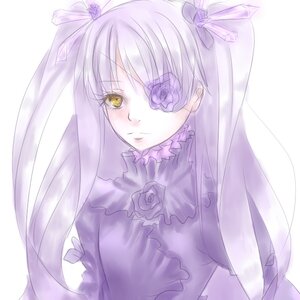 Rating: Safe Score: 0 Tags: 1girl bangs barasuishou blush dress eyepatch flower frills image long_hair long_sleeves looking_at_viewer purple_flower purple_rose ribbon rose silver_hair solo striped upper_body yellow_eyes User: admin