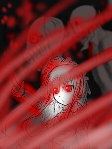 Rating: Safe Score: 0 Tags: 1girl blurry blurry_foreground depth_of_field dress frills image long_hair looking_at_viewer monochrome motion_blur red_eyes red_theme shinku solo User: admin
