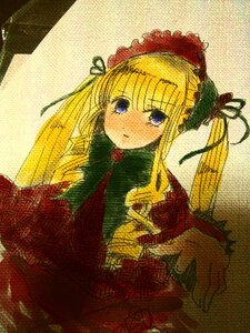 Rating: Safe Score: 0 Tags: 1girl blonde_hair blue_eyes bonnet bow bowtie chain-link_fence dress image long_hair long_sleeves looking_at_viewer red_dress shinku solo twintails User: admin