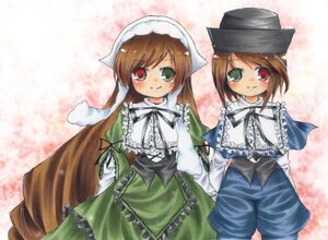 Rating: Safe Score: 0 Tags: 2girls blue_dress brown_hair dress frills green_dress green_eyes hat head_scarf heterochromia image long_hair long_sleeves looking_at_viewer multiple_girls pair red_eyes short_hair siblings sisters smile souseiseki suiseiseki top_hat twins very_long_hair User: admin