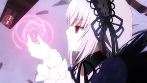 Rating: Safe Score: 0 Tags: 1girl bangs black_ribbon closed_mouth dress flower frills hairband image long_hair long_sleeves profile red_eyes ribbon silver_hair solo suigintou wings User: admin