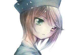 Rating: Safe Score: 0 Tags: 1girl bangs blue_headwear closed_mouth eyebrows_visible_through_hair hat image looking_at_viewer portrait short_hair simple_background solo souseiseki striped vertical_stripes white_background User: admin