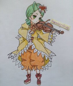 Rating: Safe Score: 0 Tags: 1girl artist_name bow bow_(instrument) dress flower full_body green_eyes green_hair hair_ornament holding_instrument image instrument kanaria long_sleeves music musical_note photo playing_instrument puffy_sleeves solo standing traditional_media violin wide_sleeves User: admin