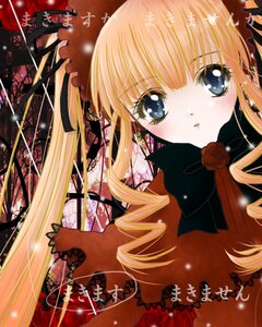Rating: Safe Score: 0 Tags: 1girl auto_tagged blonde_hair blue_eyes blush drill_hair flower image long_hair looking_at_viewer ribbon rose shinku solo twin_drills twintails User: admin