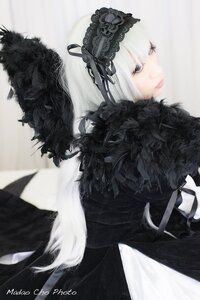 Rating: Safe Score: 0 Tags: 1girl black_wings closed_mouth feathers fur_trim profile ribbon solo suigintou upper_body white_hair wings User: admin